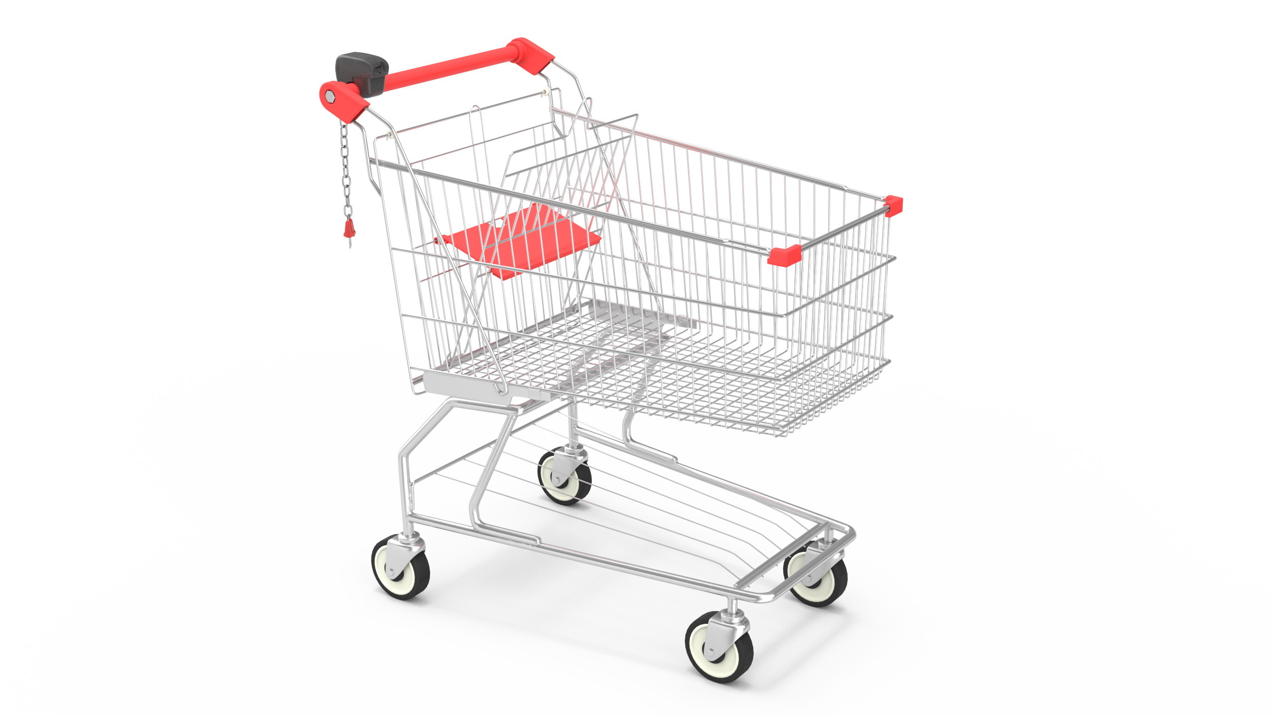 3D Trolley Shopping Cart with Coin Lock System model