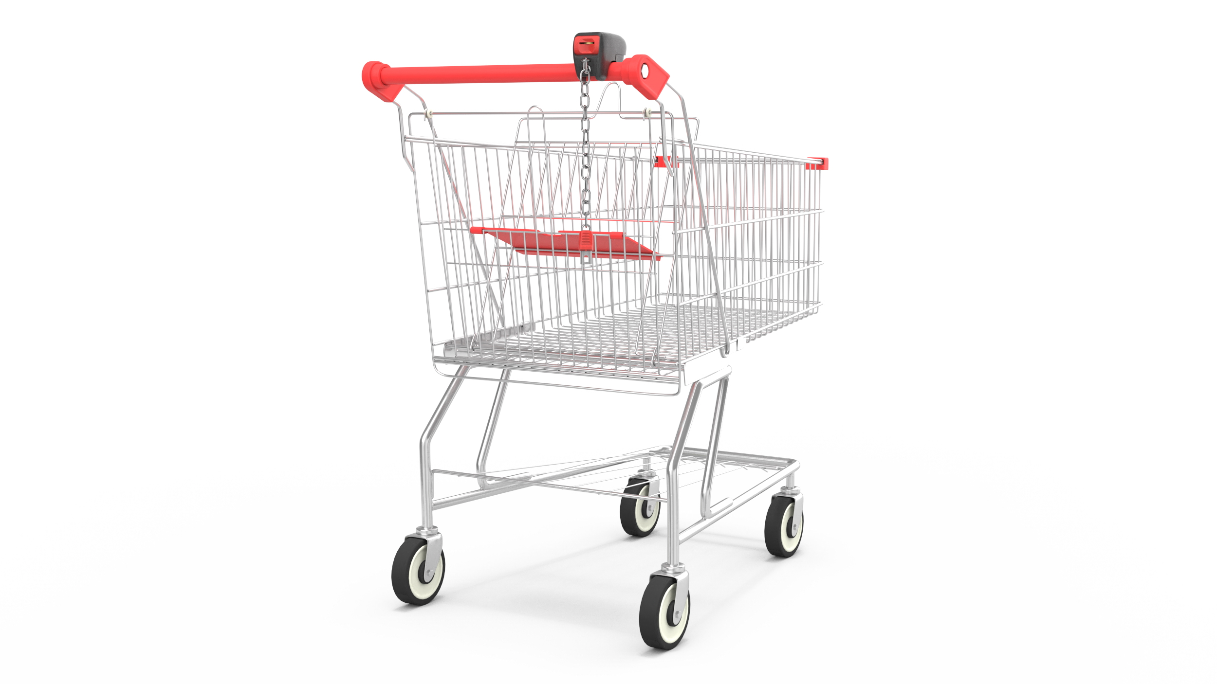 3D Trolley Shopping Cart with Coin Lock System model