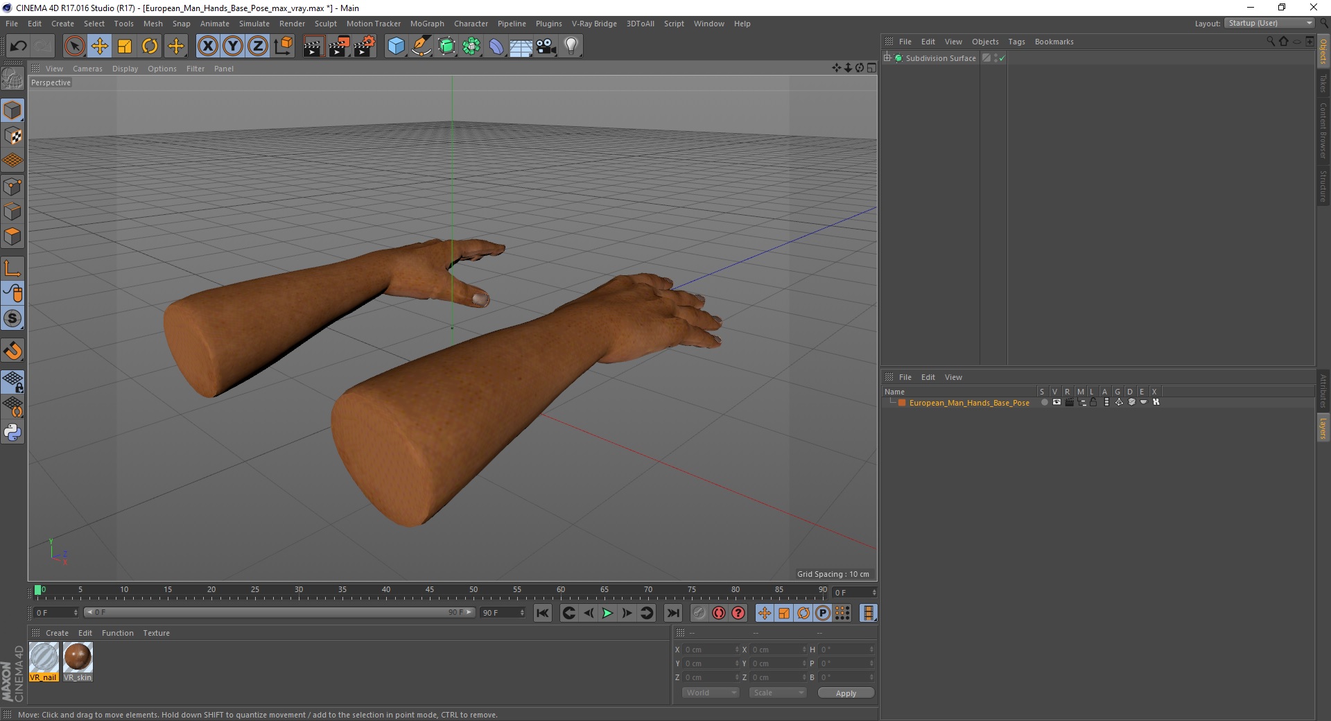 3D European Man Hands Base Pose model