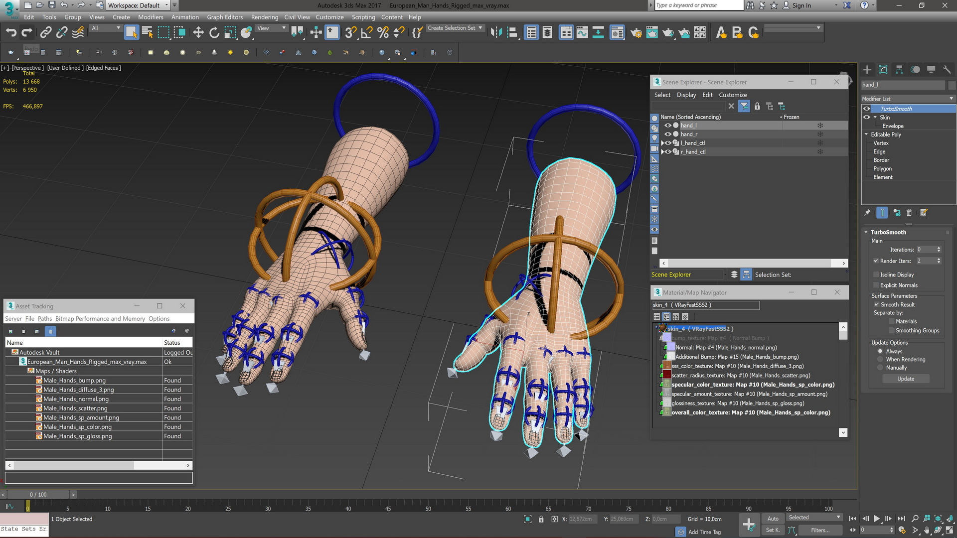 3D European Man Hands Base Pose model