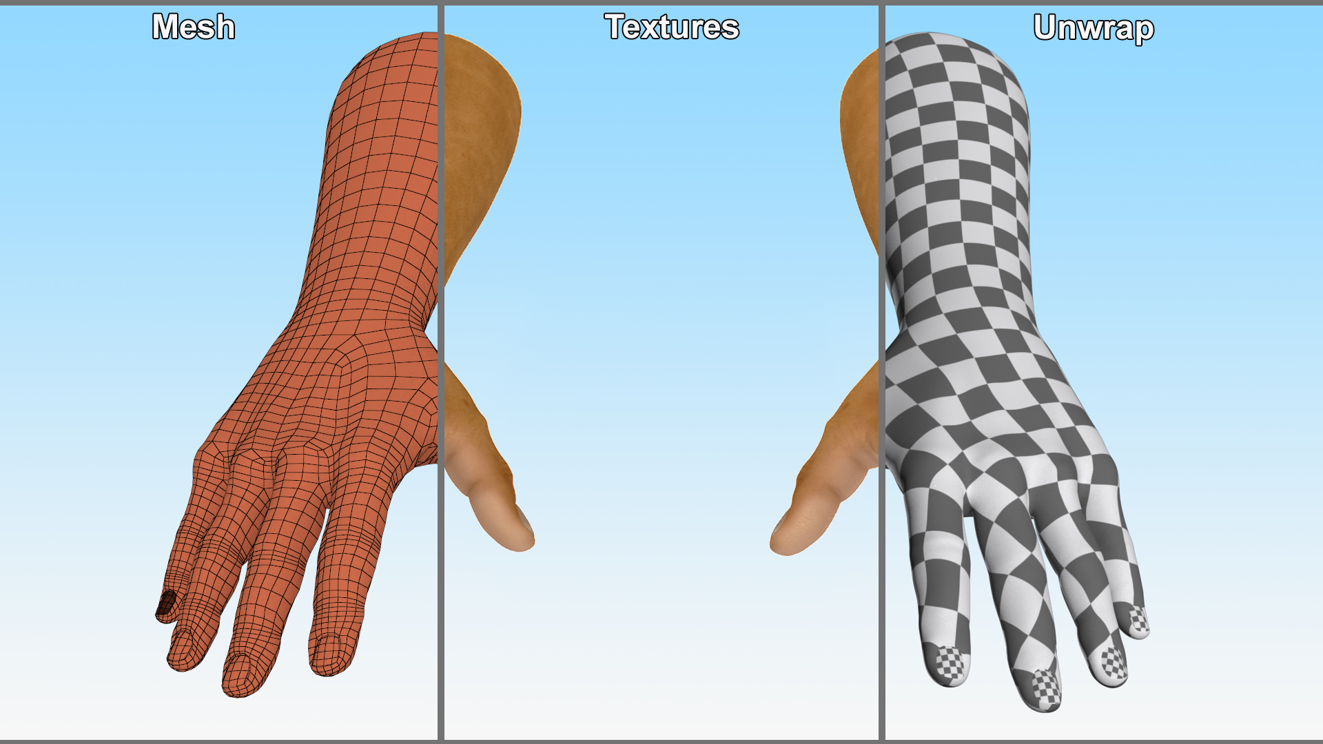 3D European Man Hands Base Pose model