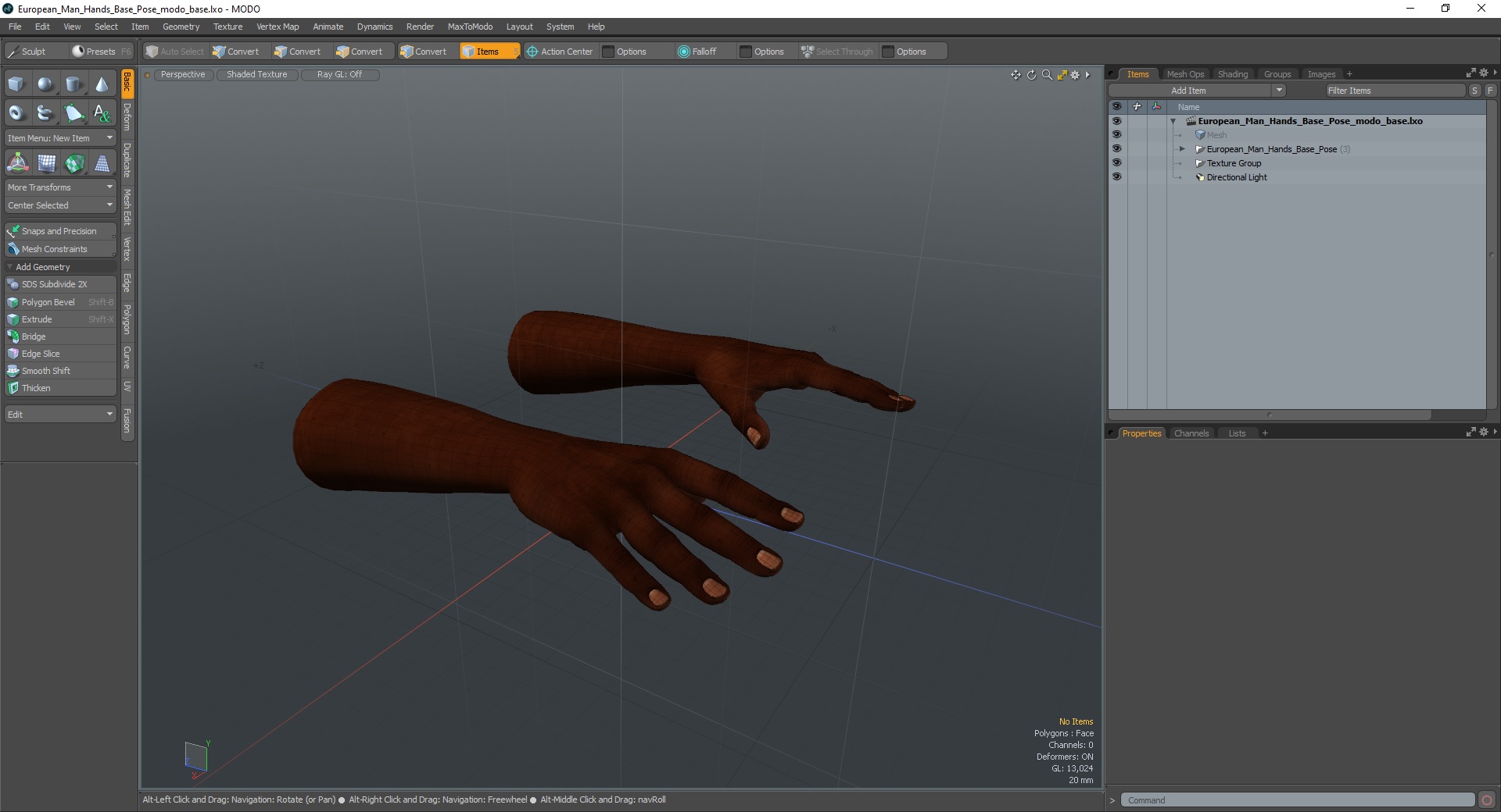 3D European Man Hands Base Pose model