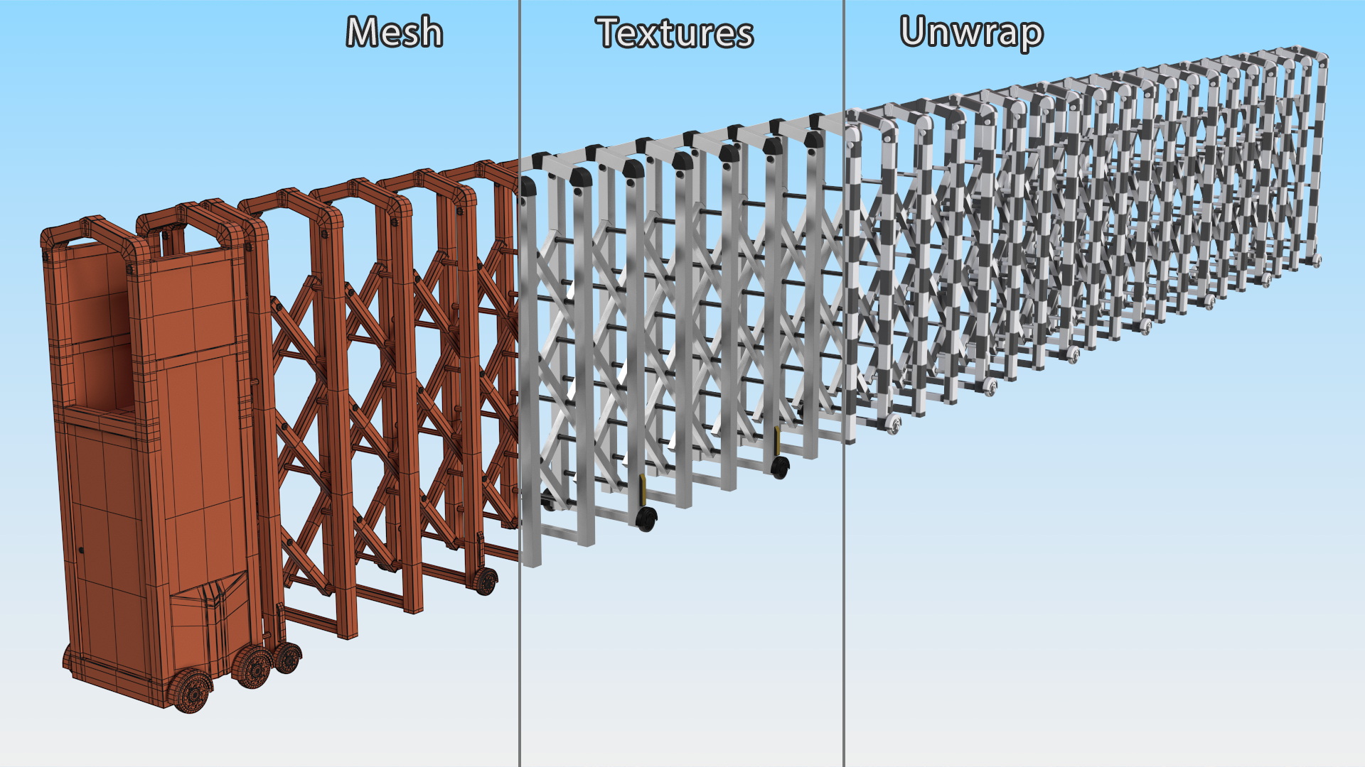 3D Electric Sliding Retractable Gate model