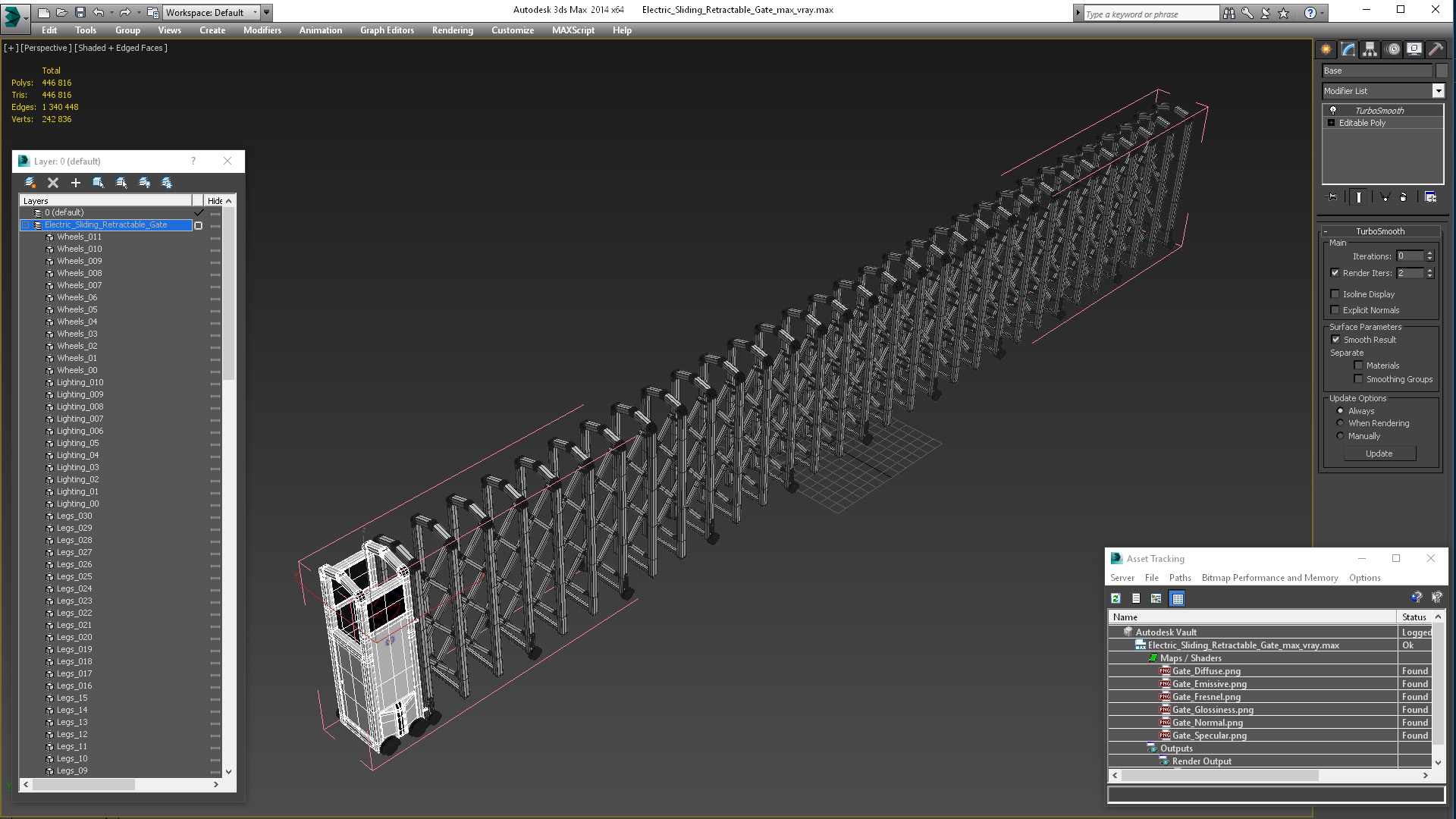 3D Electric Sliding Retractable Gate model