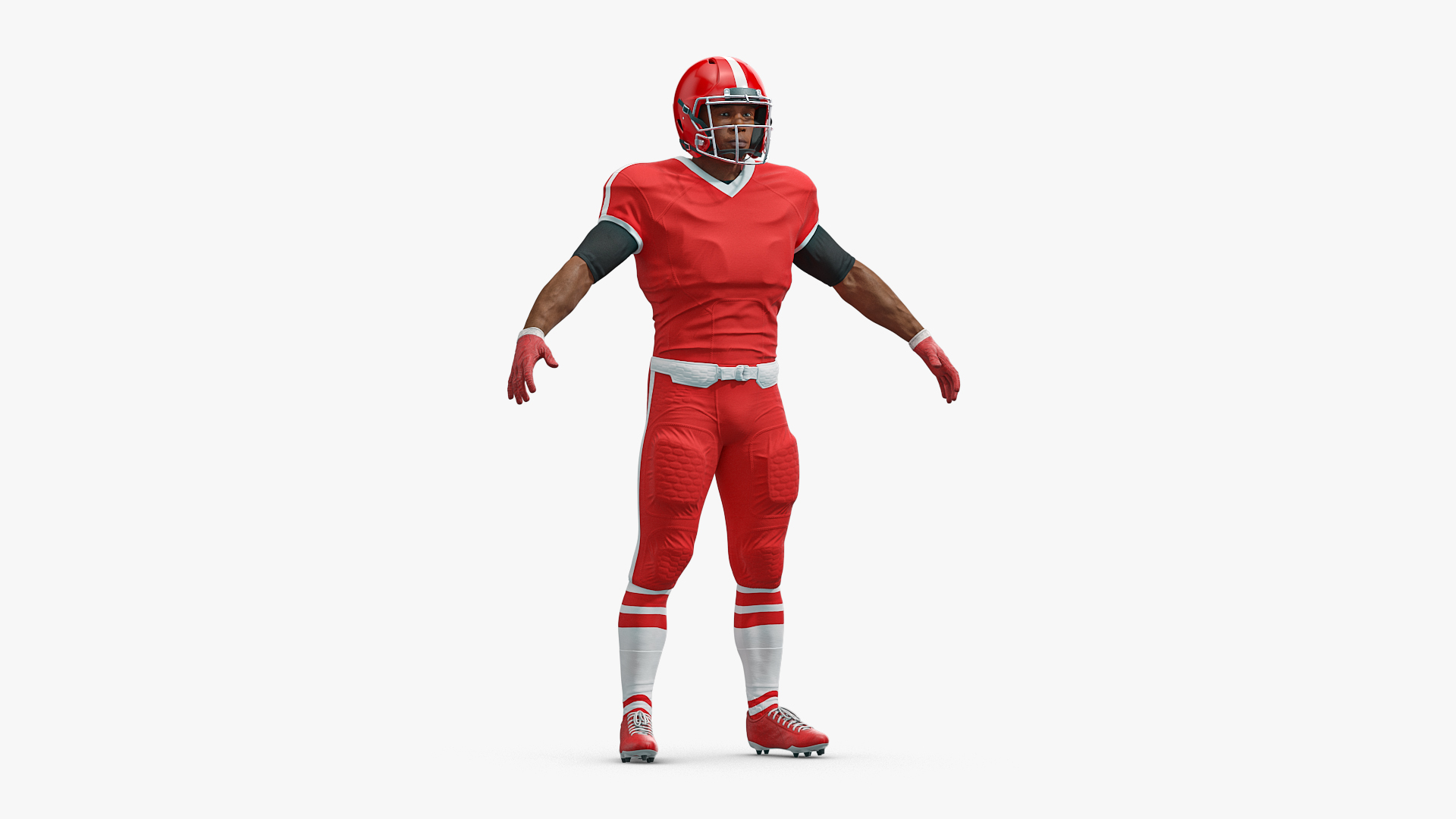 Red Uniform T-Pose American Football Players 3D model
