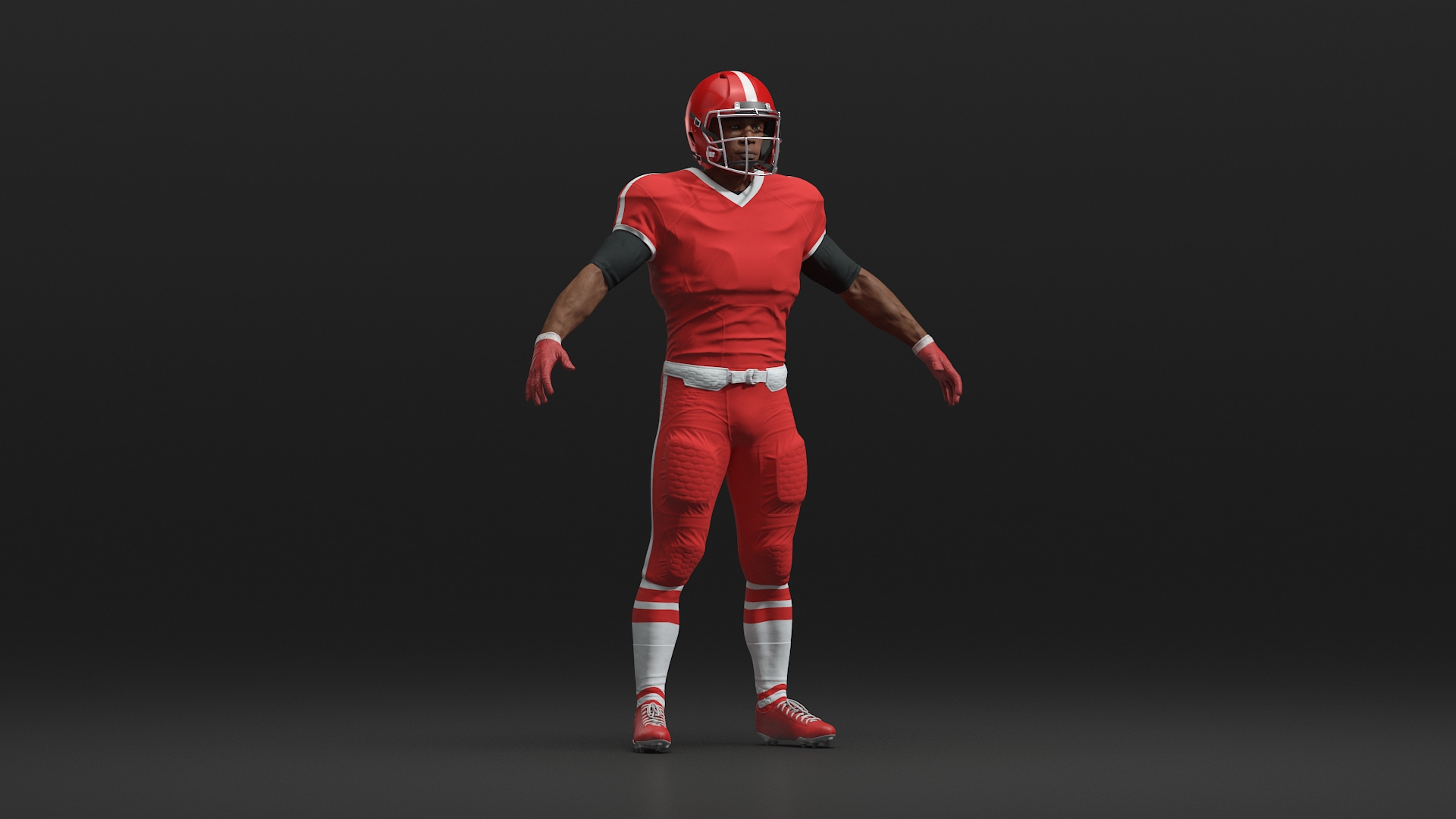Red Uniform T-Pose American Football Players 3D model