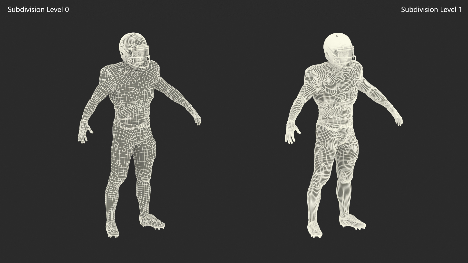 Red Uniform T-Pose American Football Players 3D model