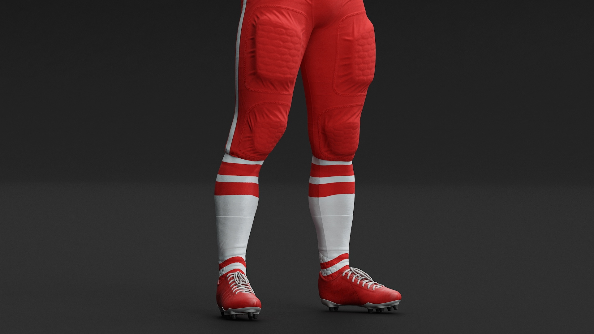 Red Uniform T-Pose American Football Players 3D model