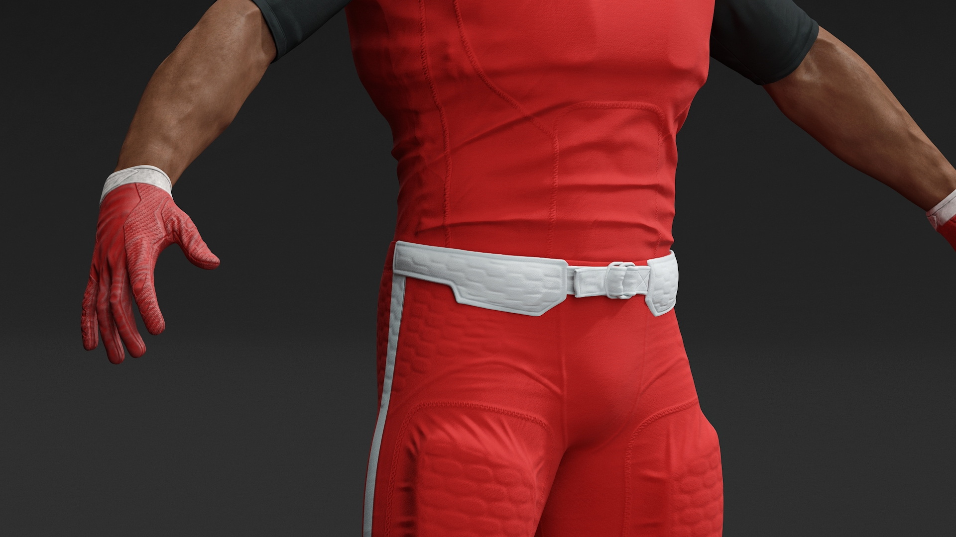 Red Uniform T-Pose American Football Players 3D model
