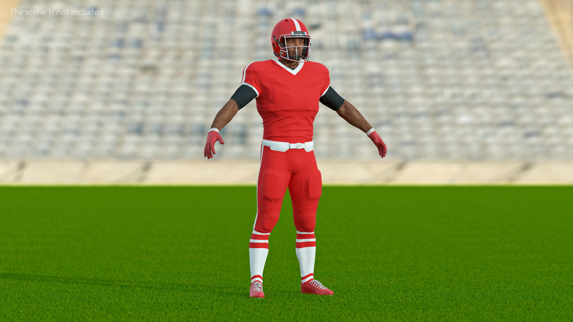 Red Uniform T-Pose American Football Players 3D model