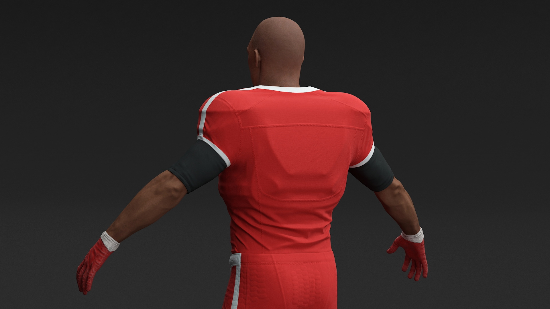 Red Uniform T-Pose American Football Players 3D model