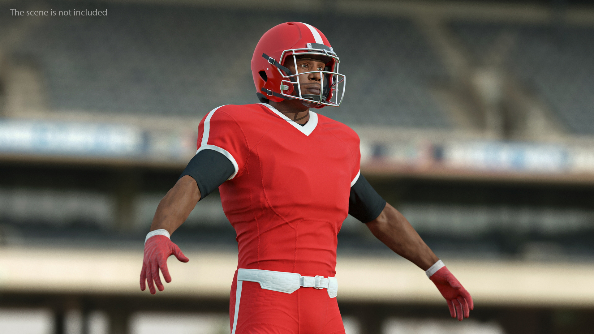 Red Uniform T-Pose American Football Players 3D model