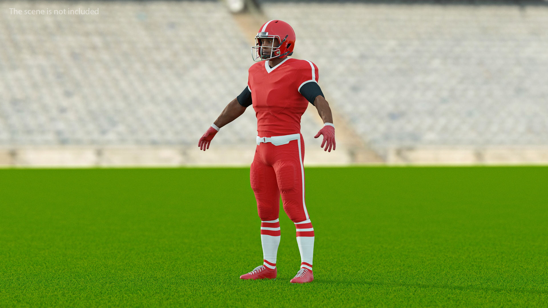 Red Uniform T-Pose American Football Players 3D model