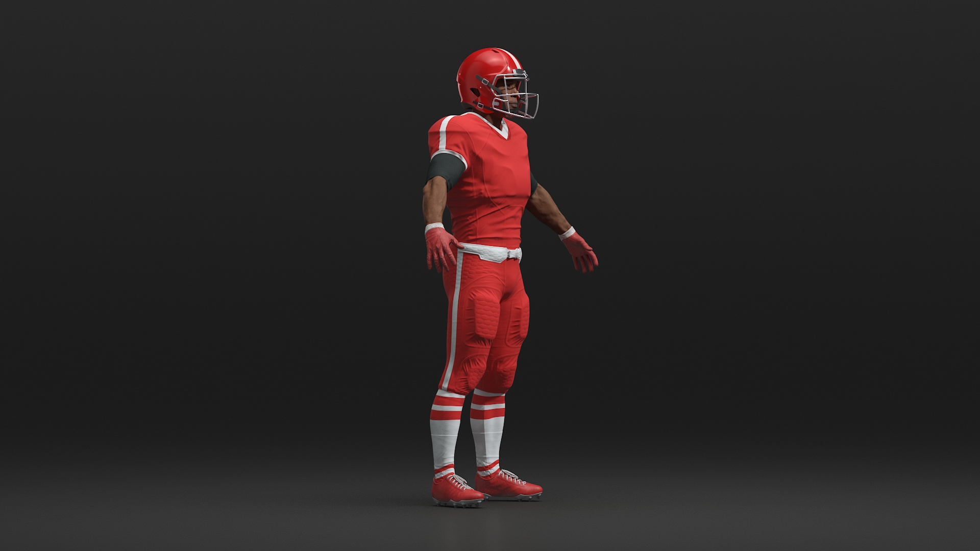 Red Uniform T-Pose American Football Players 3D model