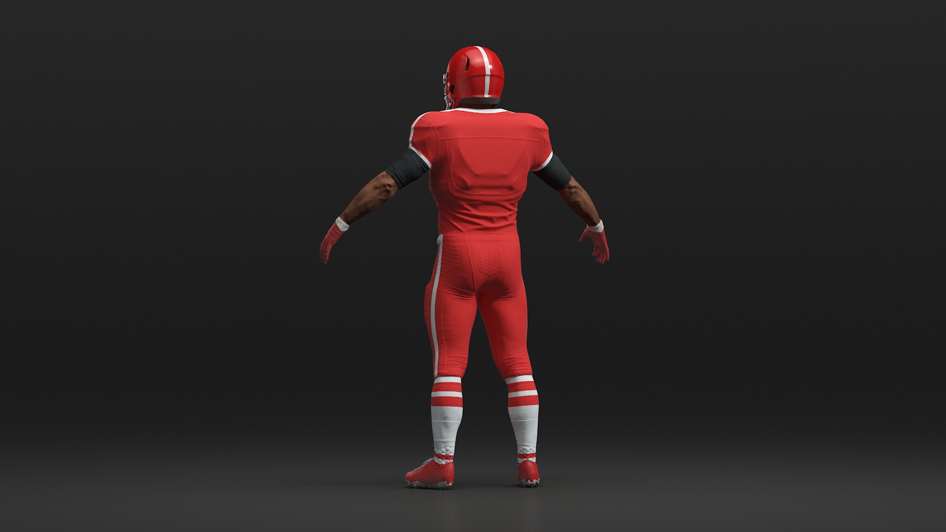 Red Uniform T-Pose American Football Players 3D model