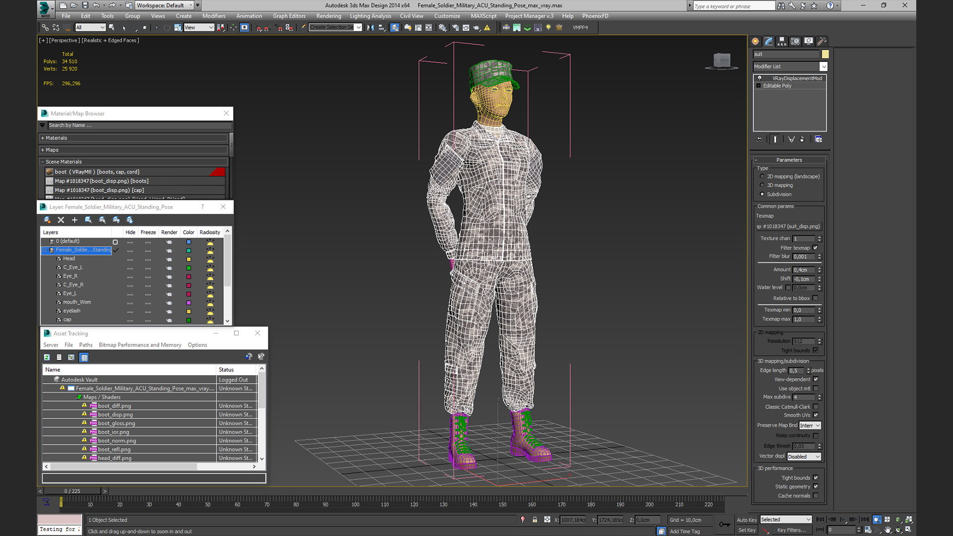 3D Female Soldier Military ACU Standing Pose
