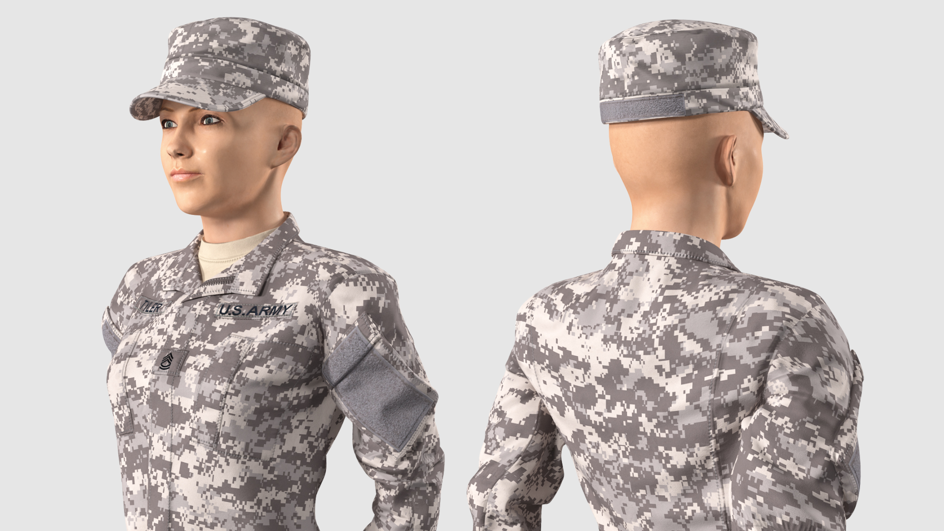 3D Female Soldier Military ACU Standing Pose