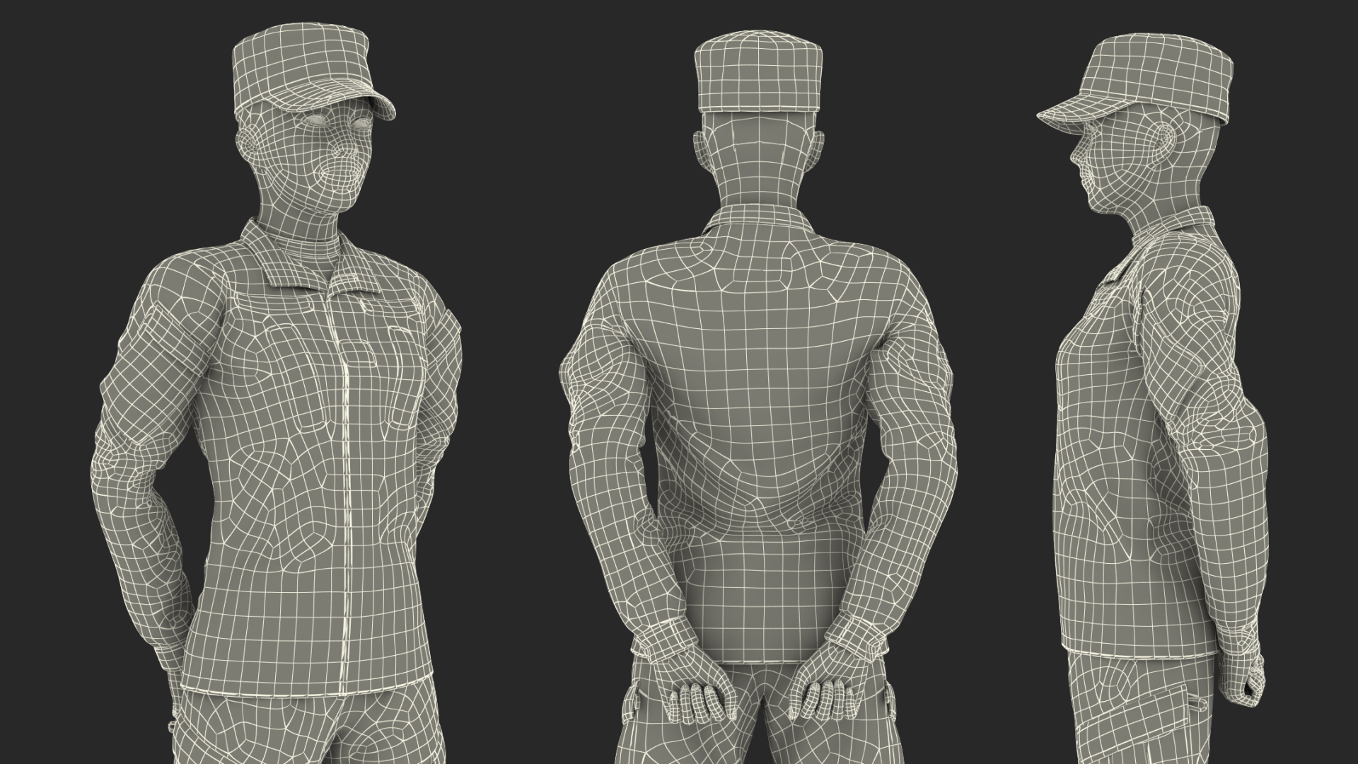 3D Female Soldier Military ACU Standing Pose