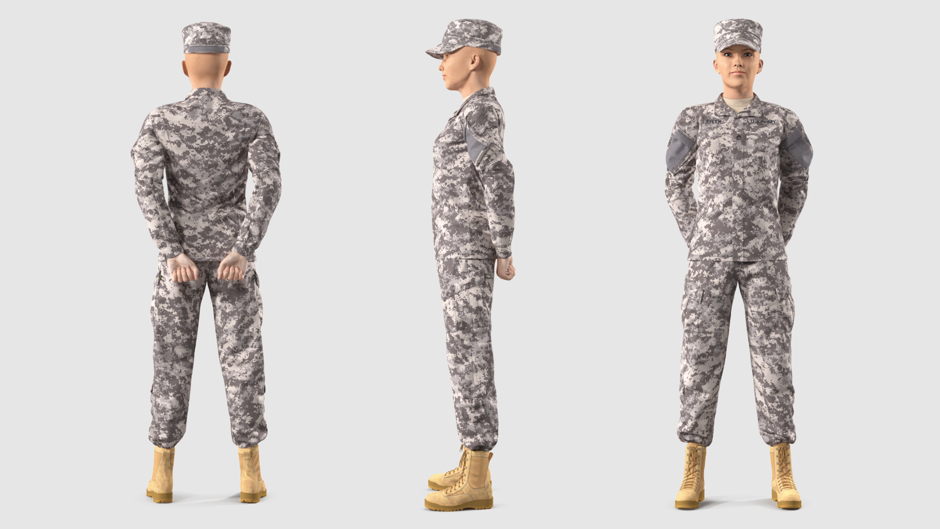 3D Female Soldier Military ACU Standing Pose