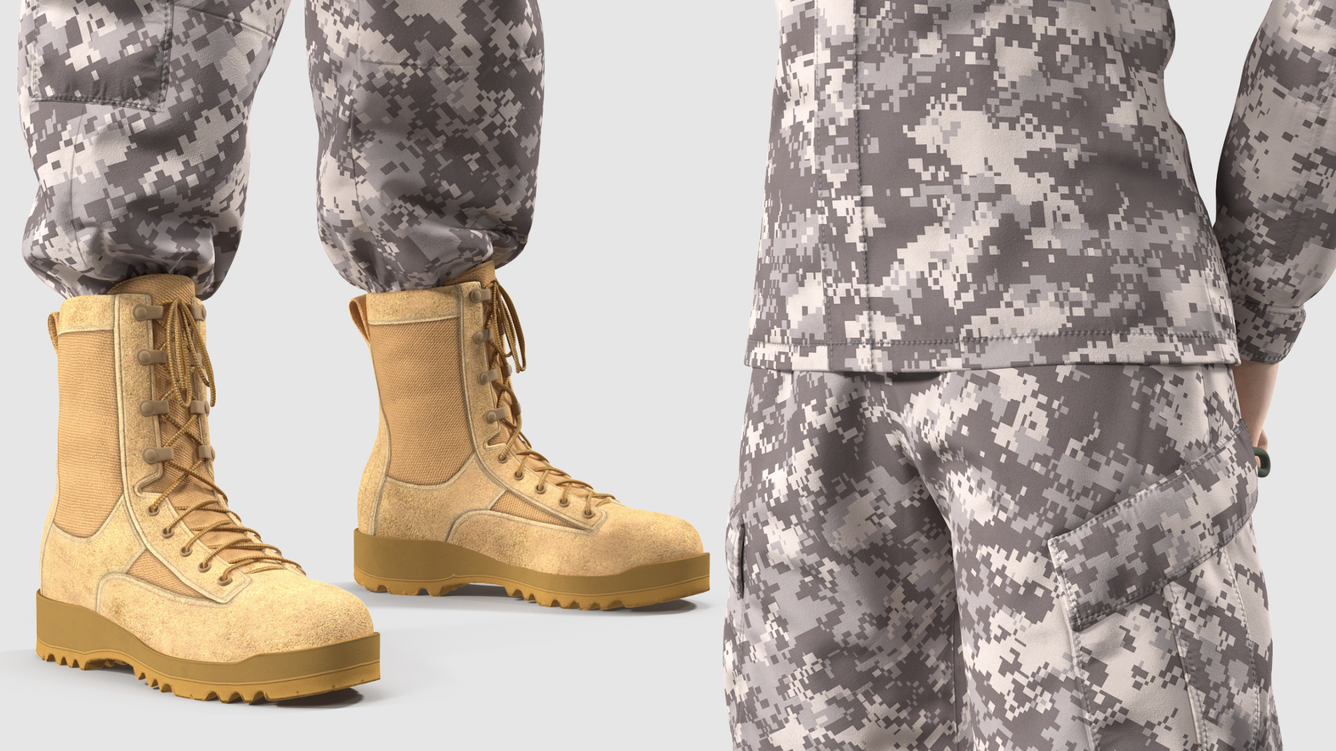3D Female Soldier Military ACU Standing Pose