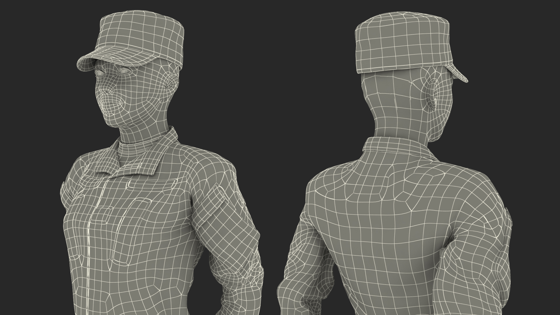 3D Female Soldier Military ACU Standing Pose