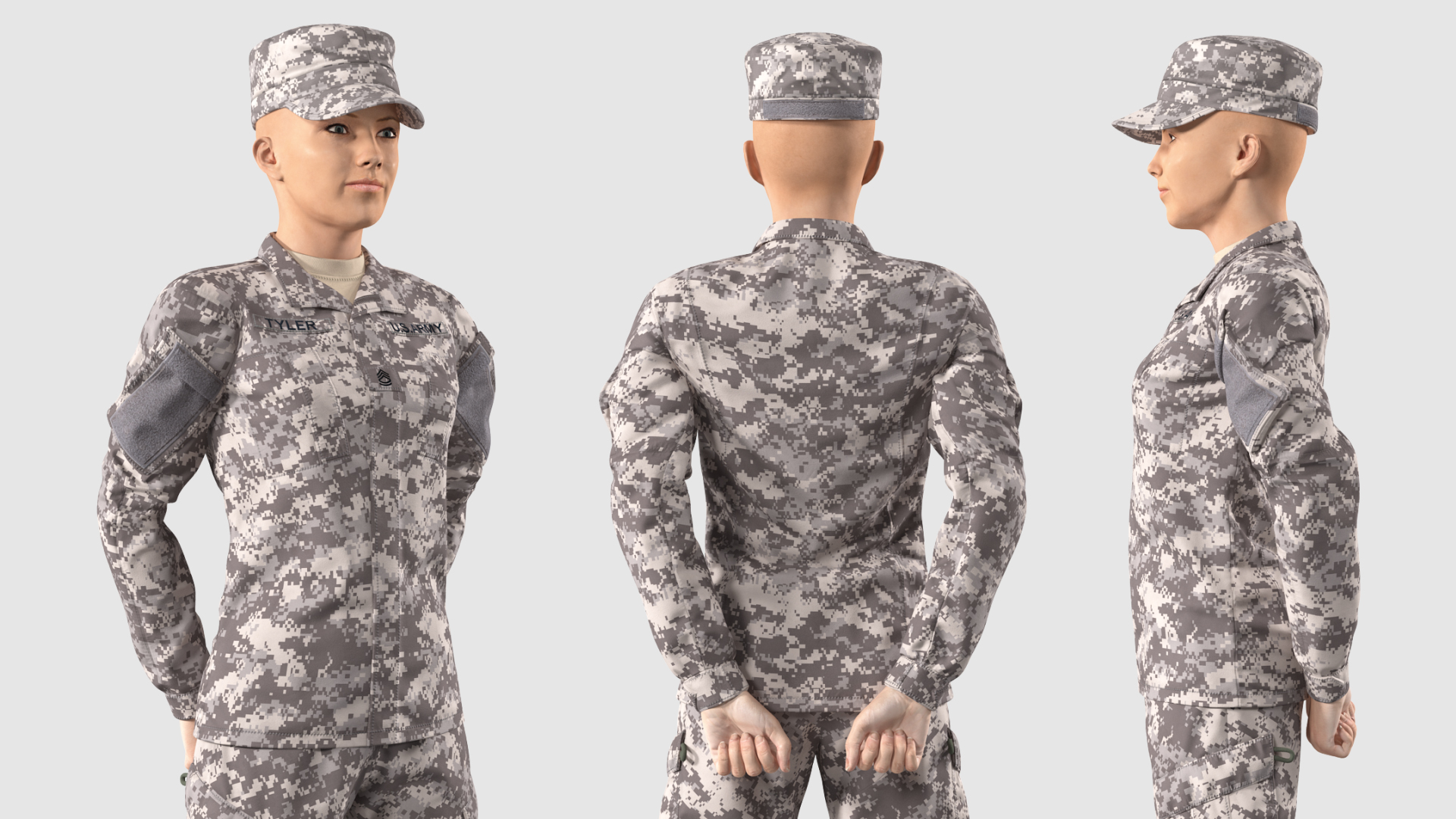 3D Female Soldier Military ACU Standing Pose