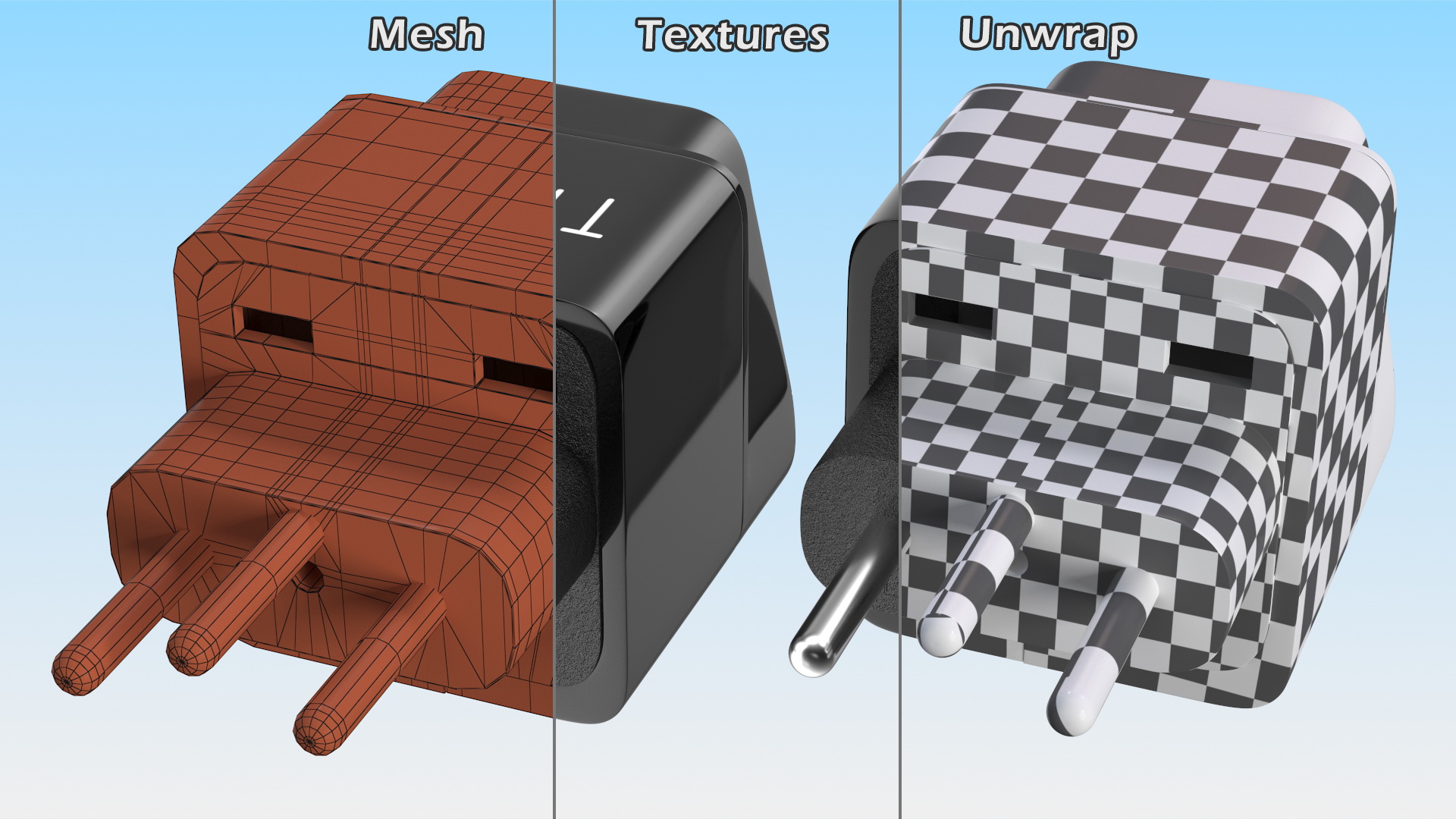 3D model Type J Universal Plug Adapter Black