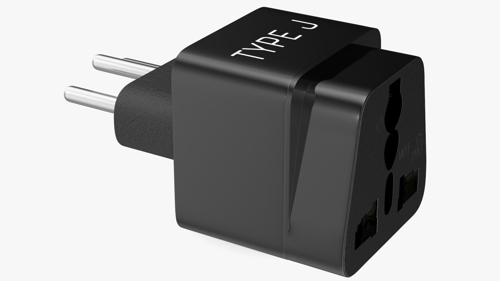 3D model Type J Universal Plug Adapter Black