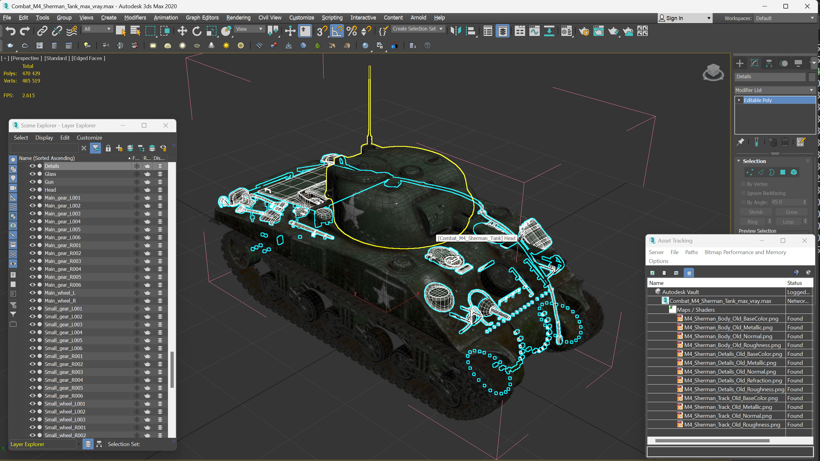Combat M4 Sherman Tank 3D