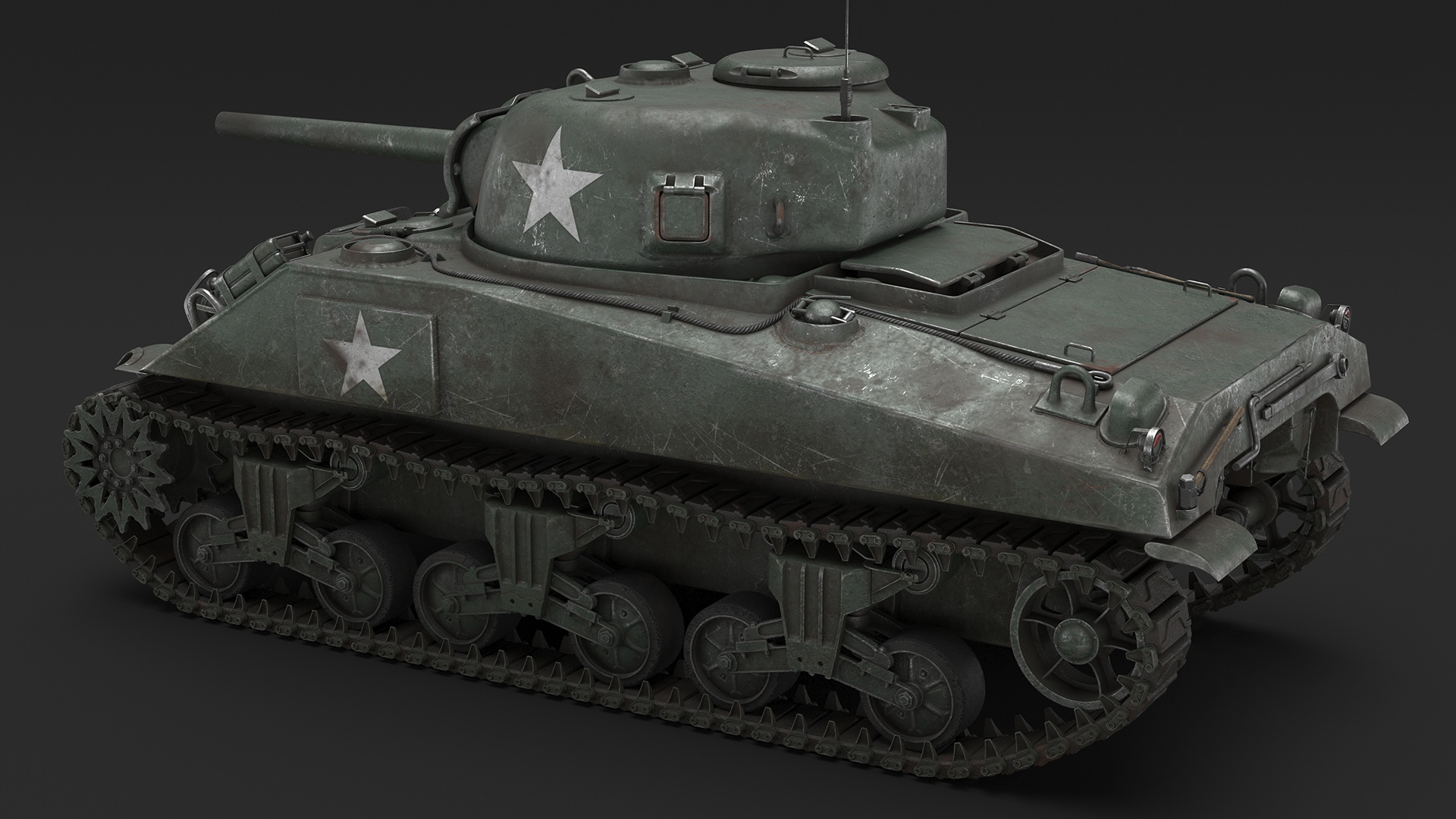 Combat M4 Sherman Tank 3D