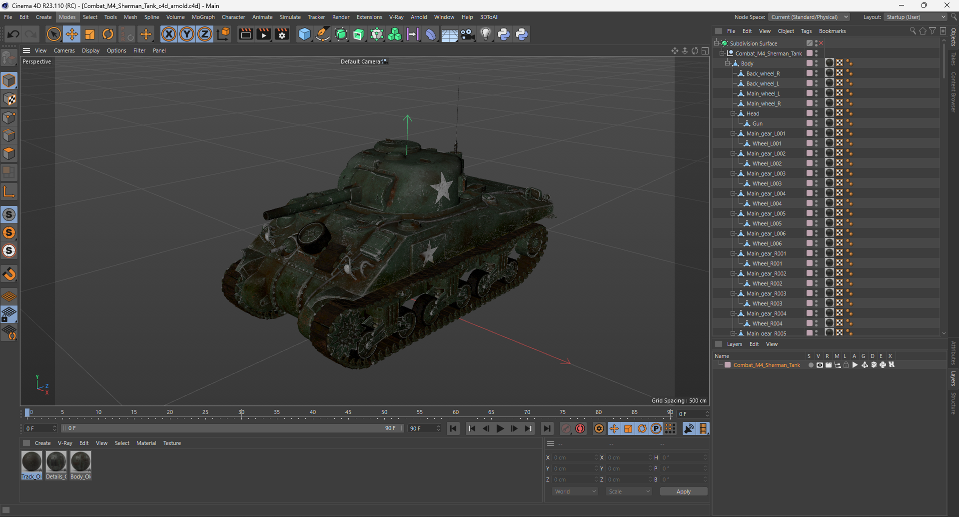 Combat M4 Sherman Tank 3D