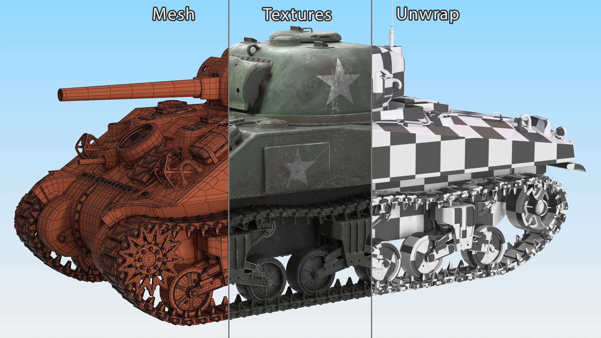 Combat M4 Sherman Tank 3D