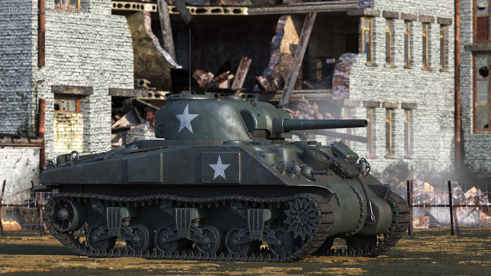 Combat M4 Sherman Tank 3D