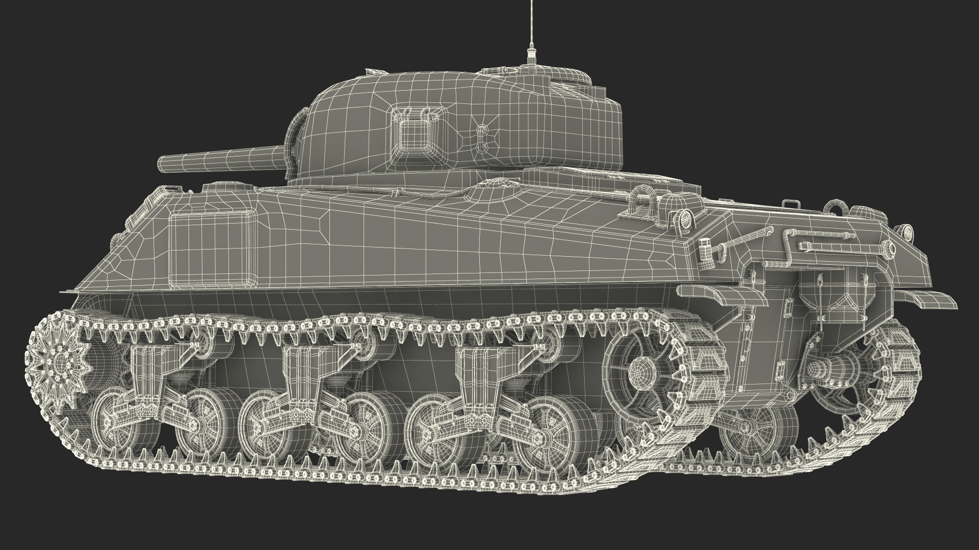 Combat M4 Sherman Tank 3D