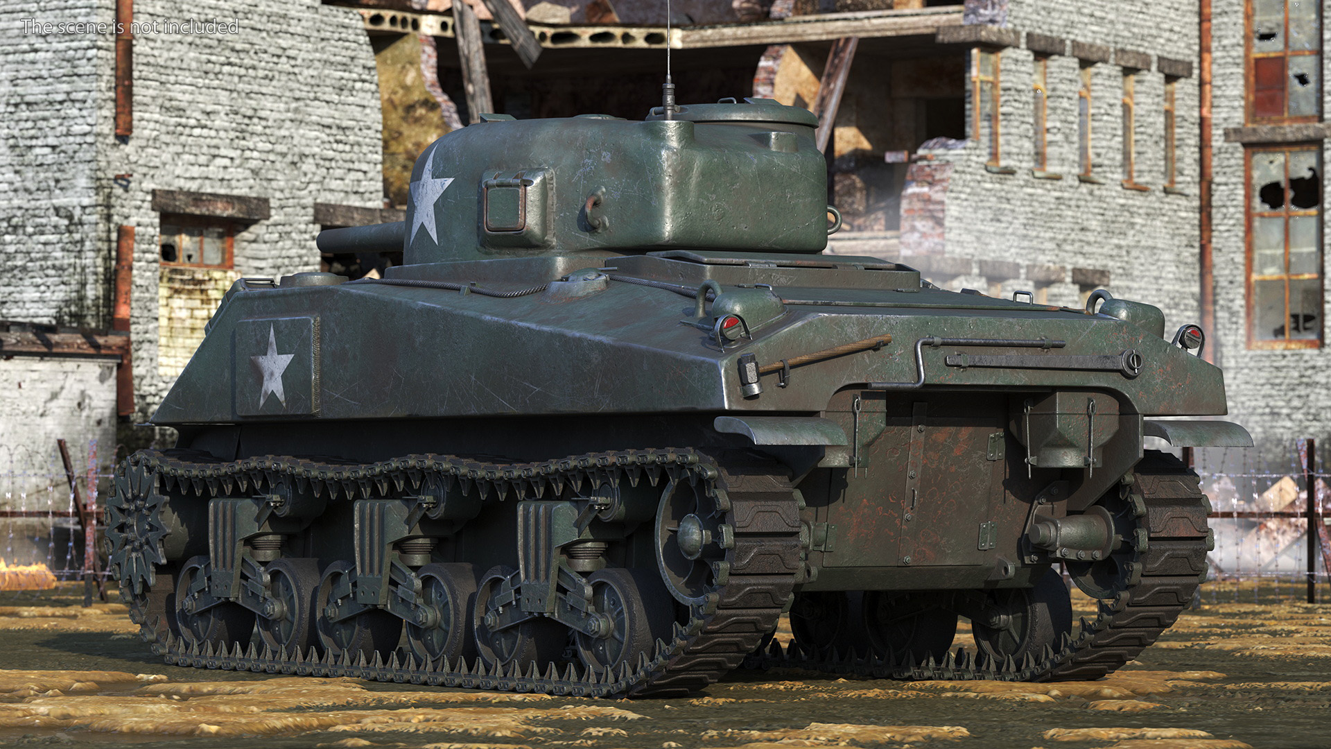 Combat M4 Sherman Tank 3D