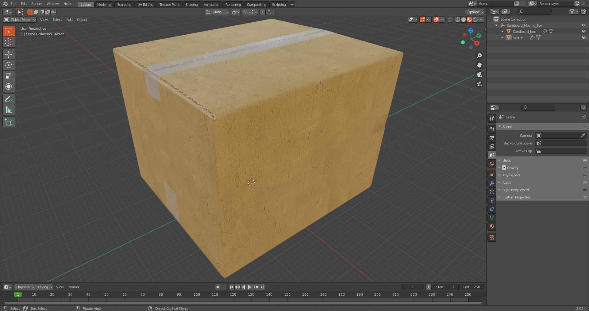 3D model Cardboard Moving Box