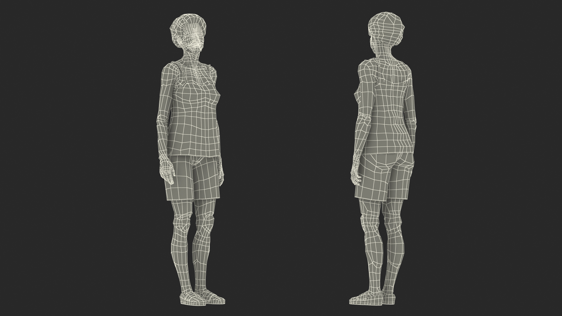 Korean Woman in Nightwear Standing 3D model