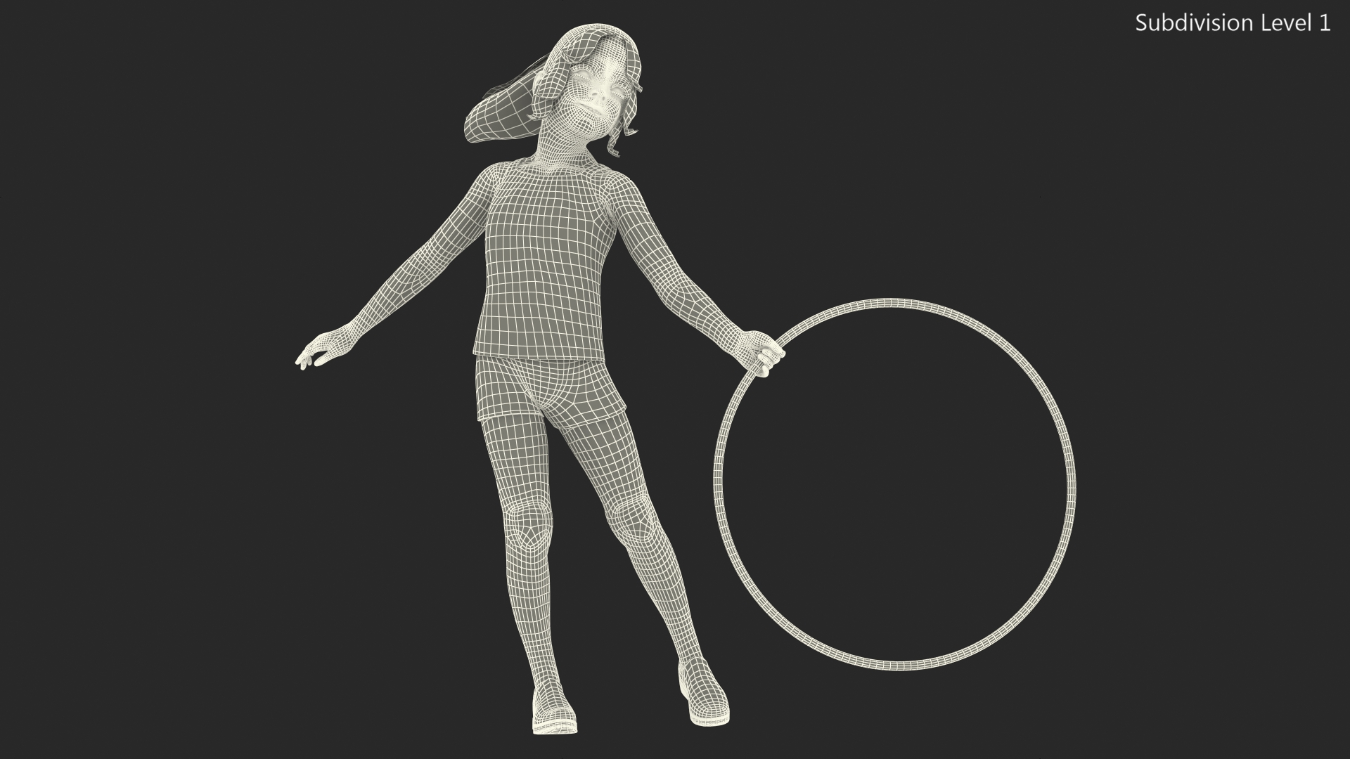 3D model Child Girl With Hoop