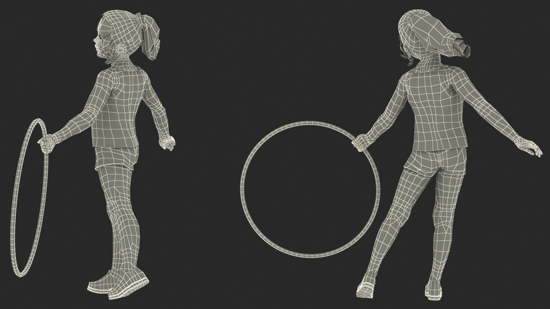 3D model Child Girl With Hoop