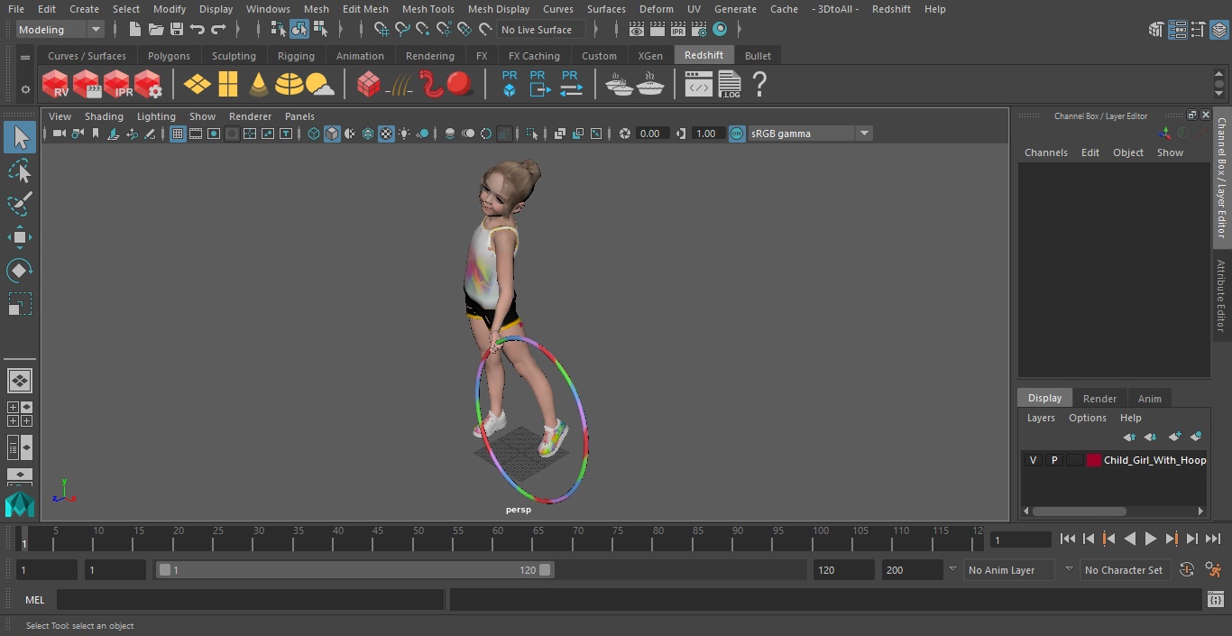 3D model Child Girl With Hoop
