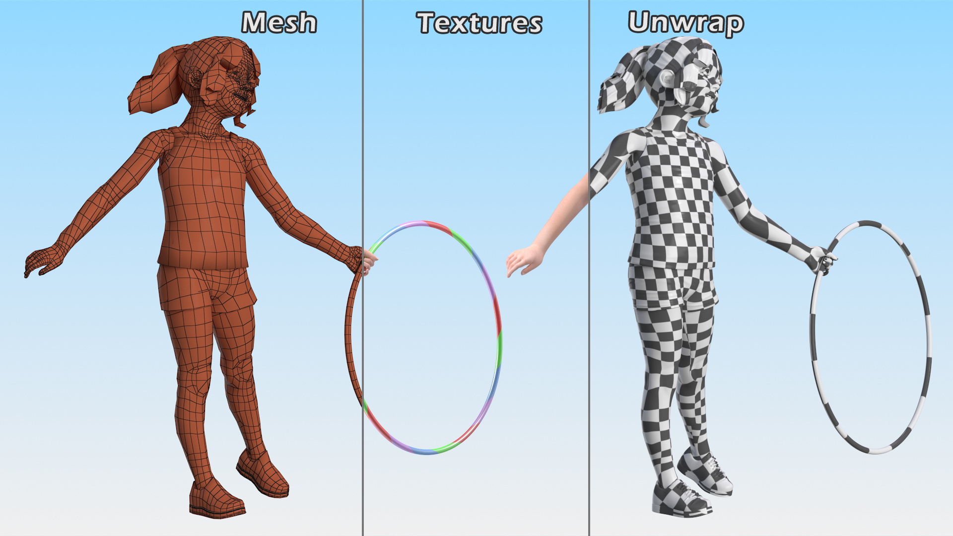 3D model Child Girl With Hoop
