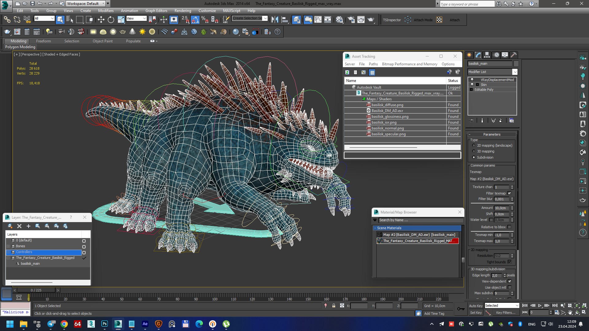 3D The Fantasy Creature Basilisk Rigged