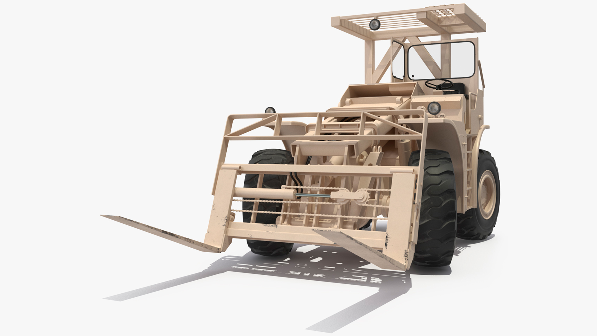 3D Pettibone Rough Terrain Military Forklift Sand Rigged model