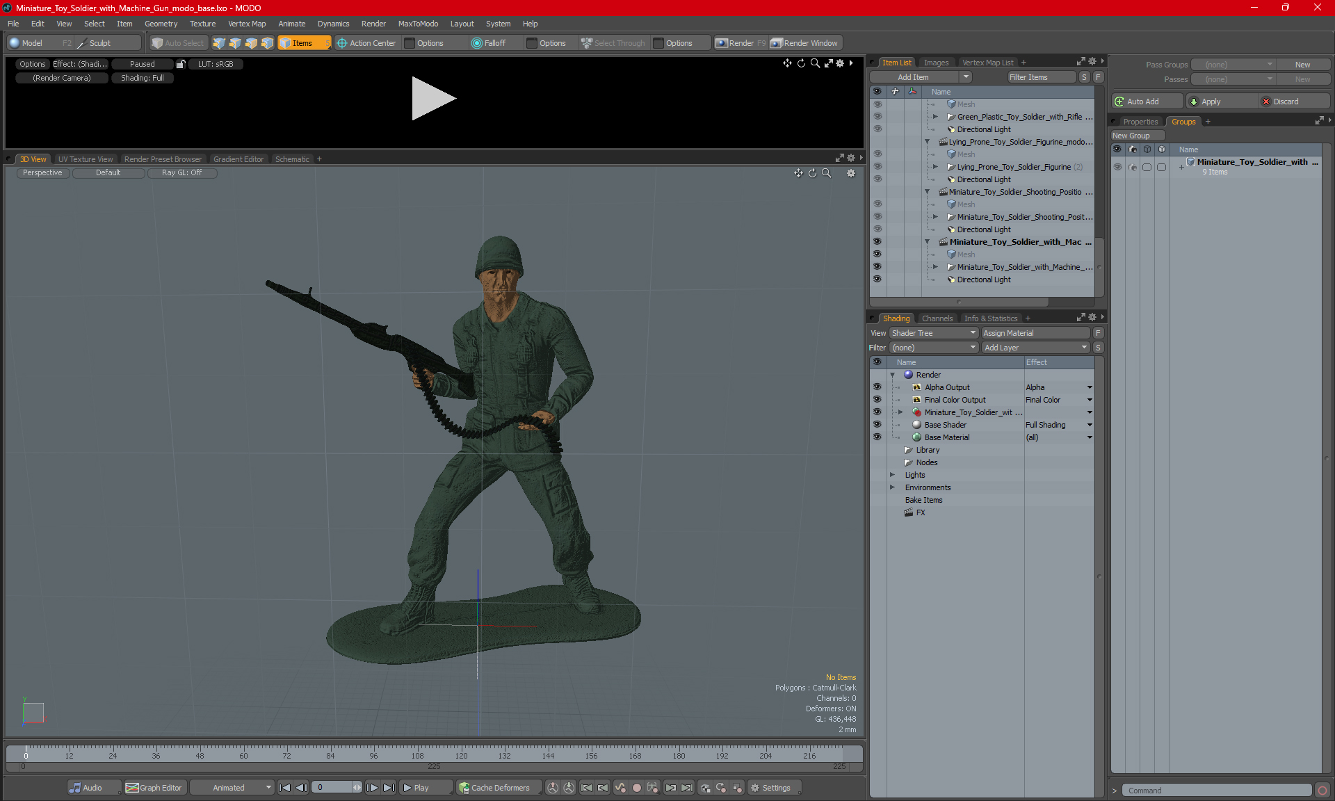 3D Miniature Toy Soldier with Machine Gun model
