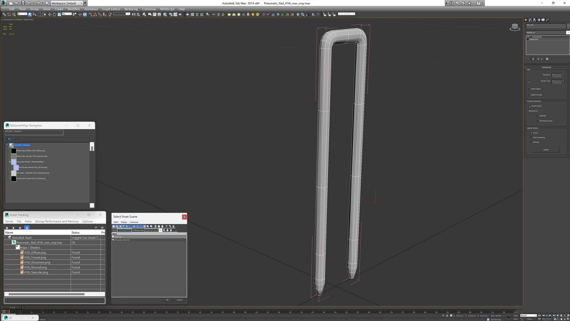 Pneumatic Nail 416J 3D model
