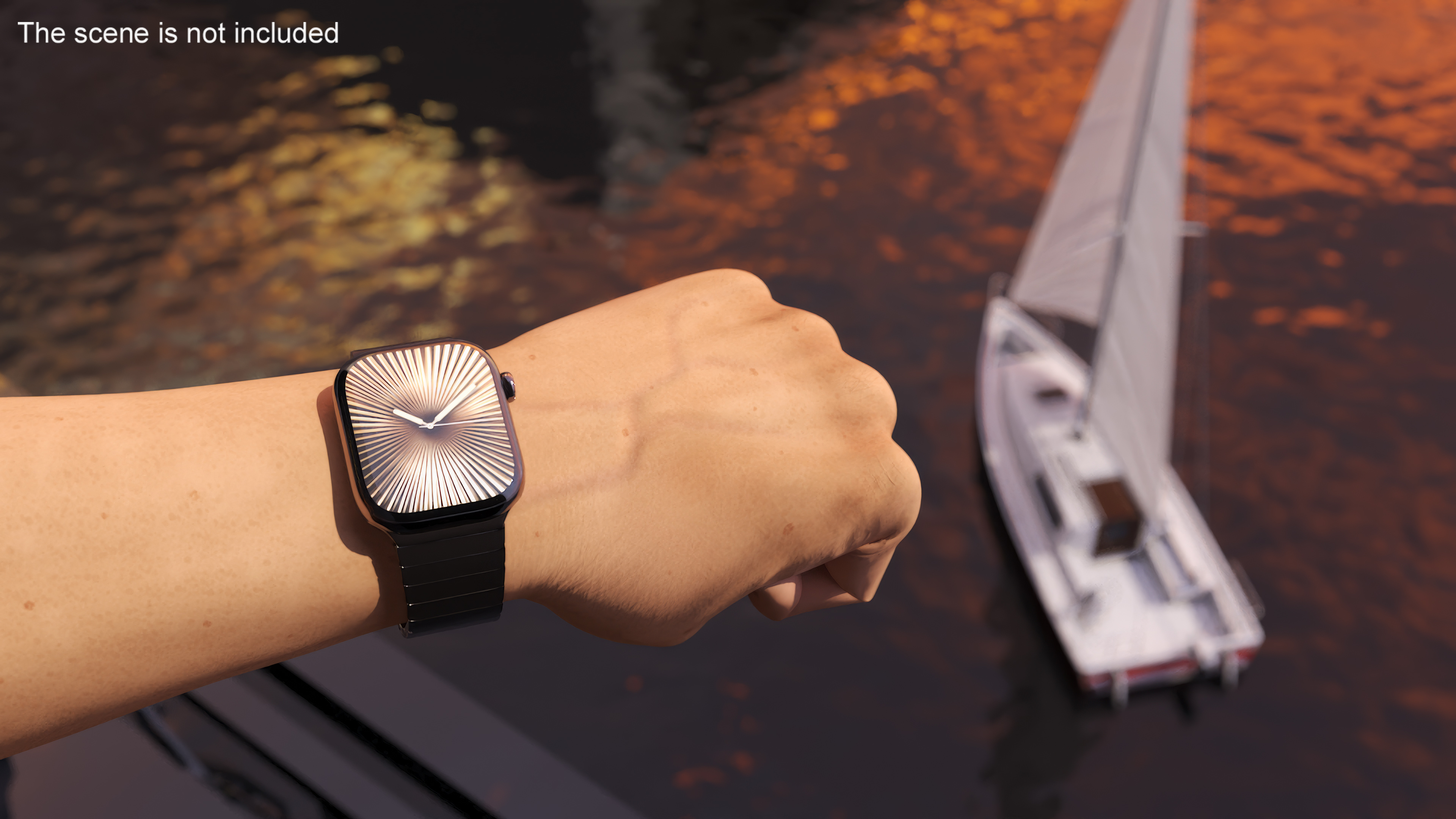 3D model Apple Smartwatch Series 10 Slate Titanium on Wrist Hand