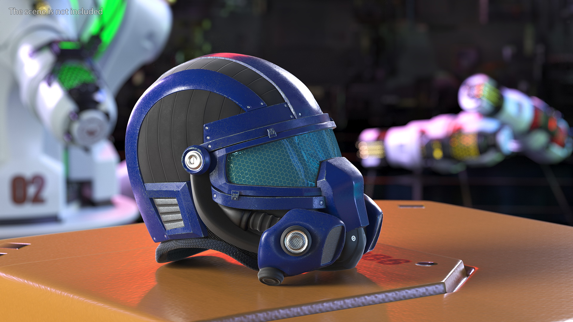 SciFi Helmet Blue 3D