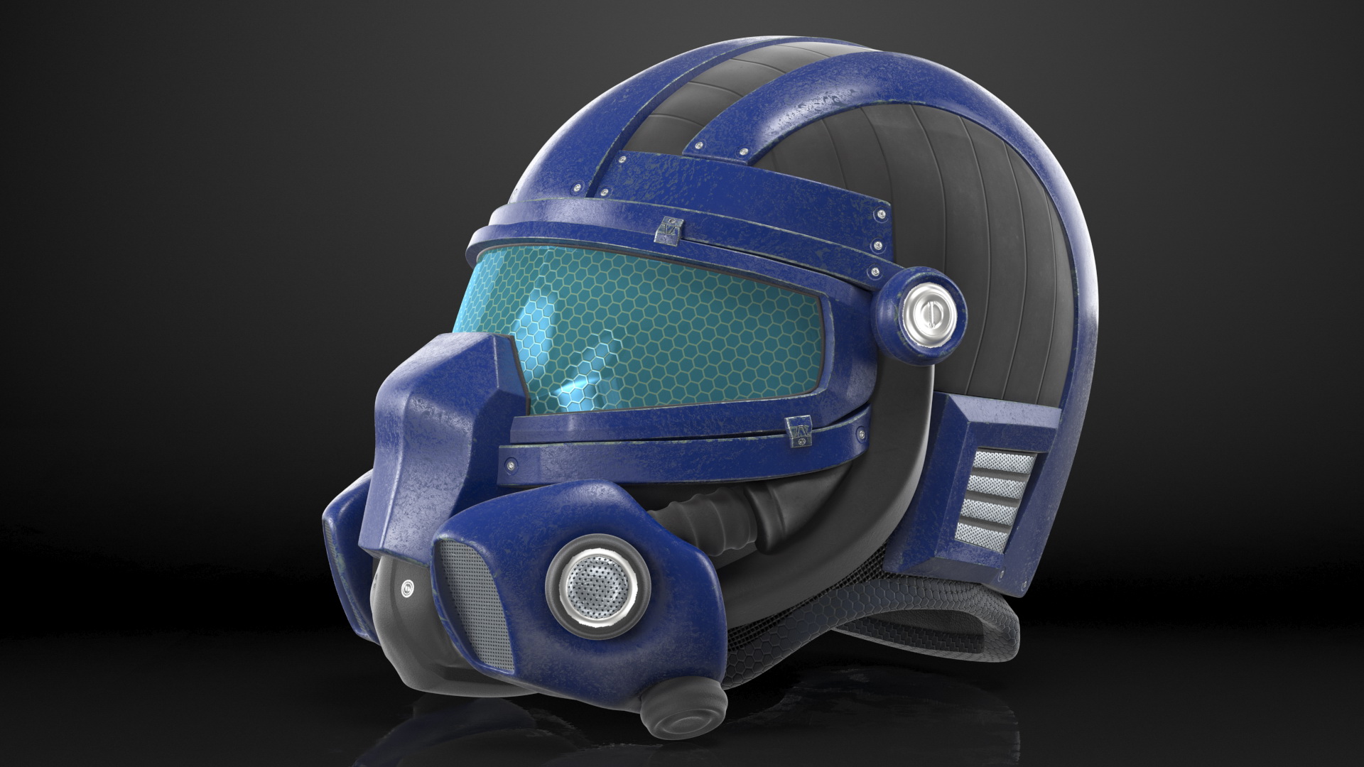 SciFi Helmet Blue 3D