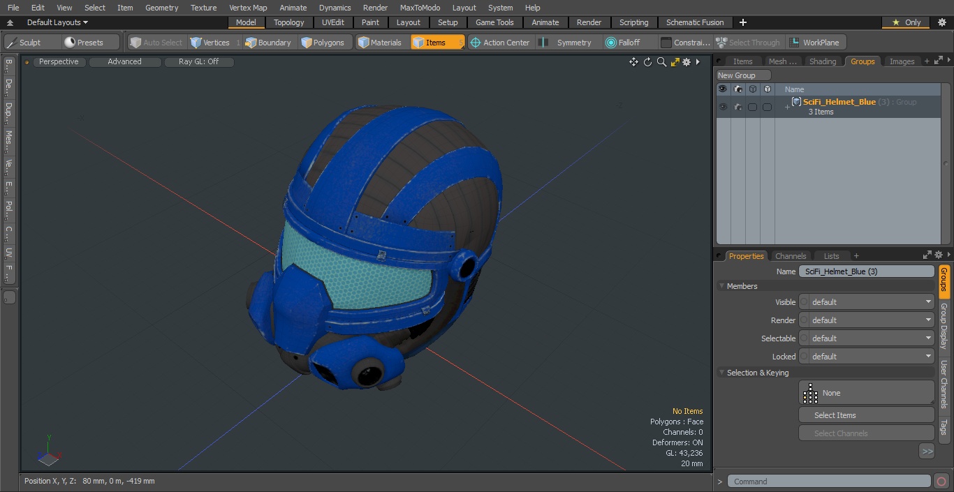 SciFi Helmet Blue 3D