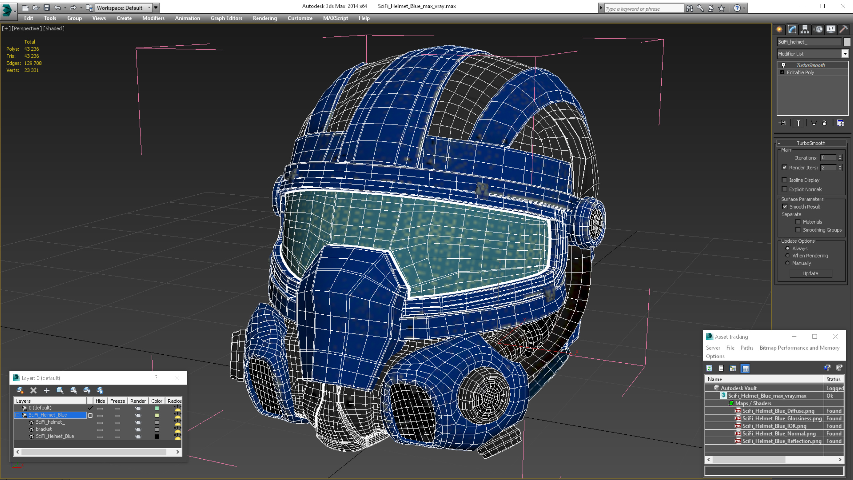 SciFi Helmet Blue 3D